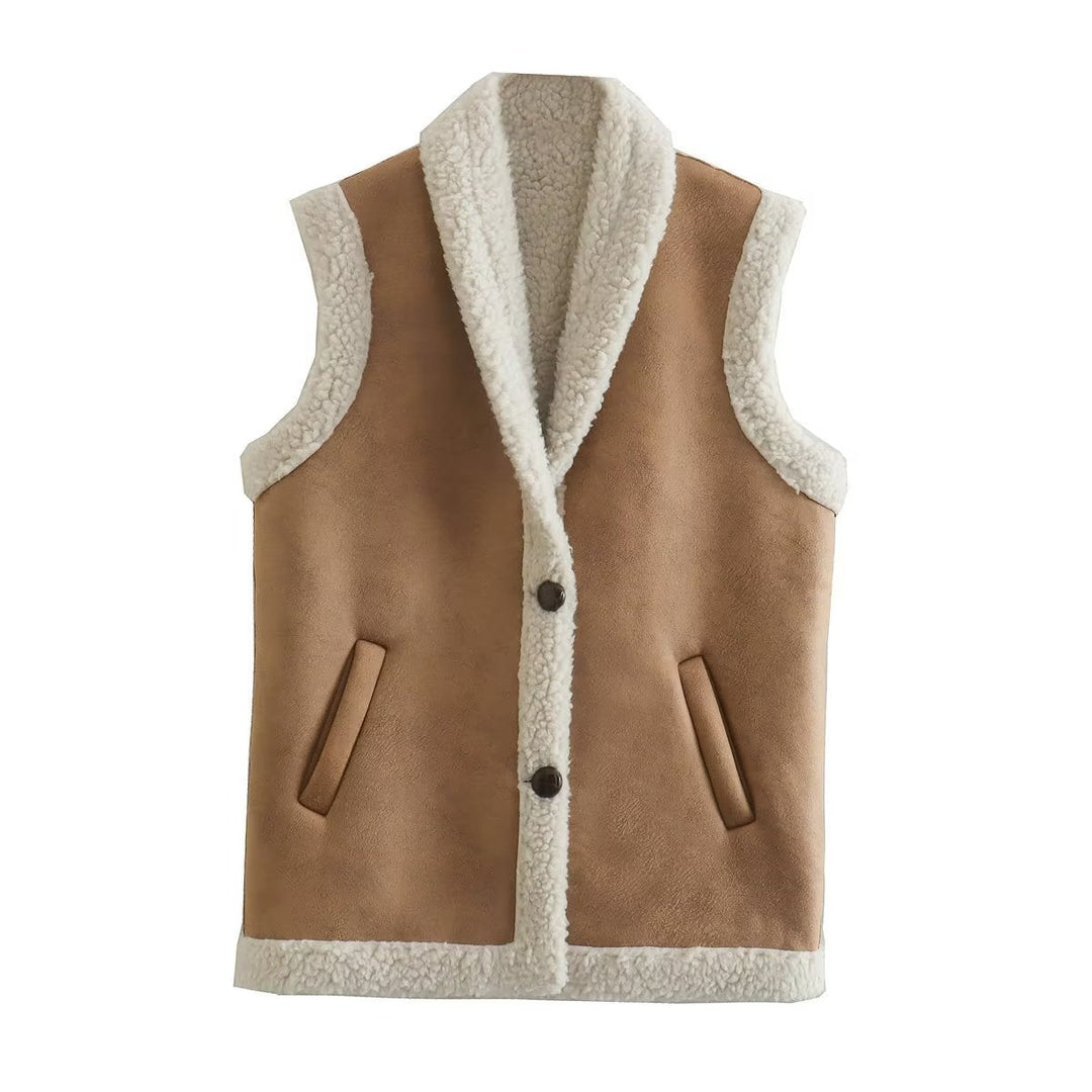 Women's faux fur vest with elegant button details Drune 0