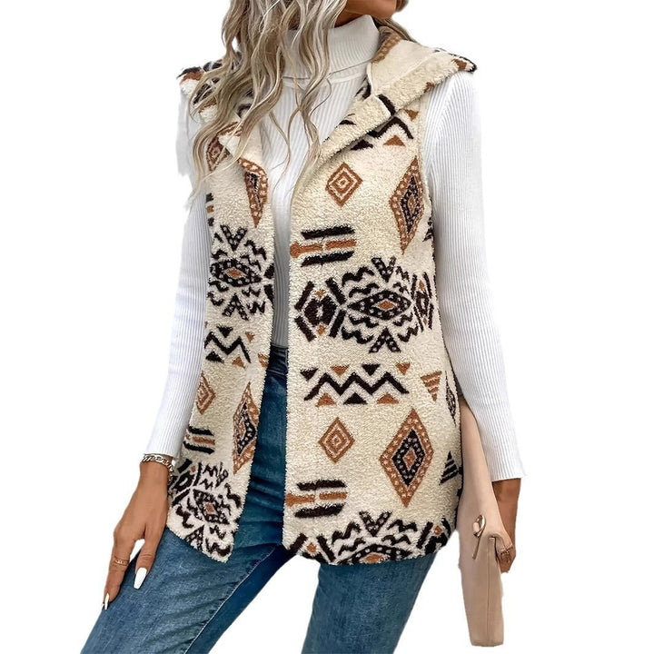 Women's vest with geometric pattern, down 1
