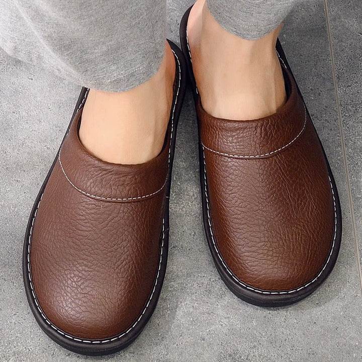 Xavier | Mens Leather Slippers – Ergonomic Comfort 0
