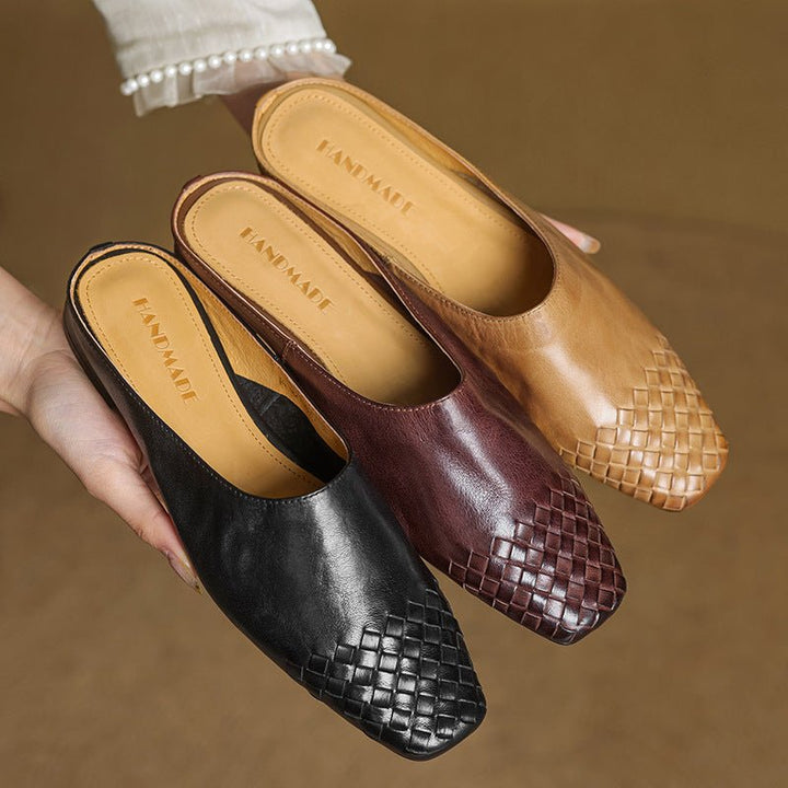 Nora | Elegant And Woven Leather Mules