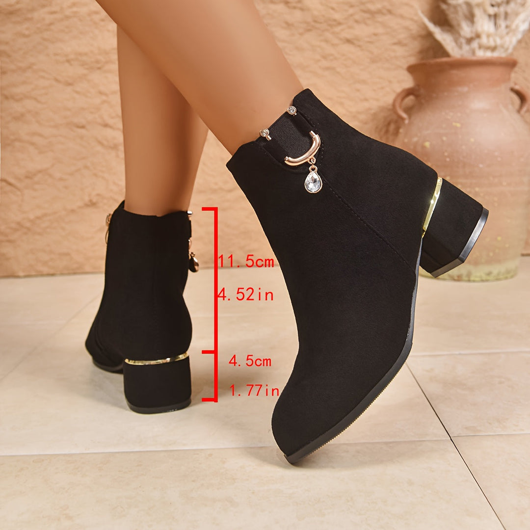 Camille | Bottines Chelsea en daim avec un talon bloc élégant