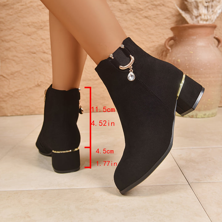 Camille | Bottines Chelsea en daim avec un talon bloc élégant