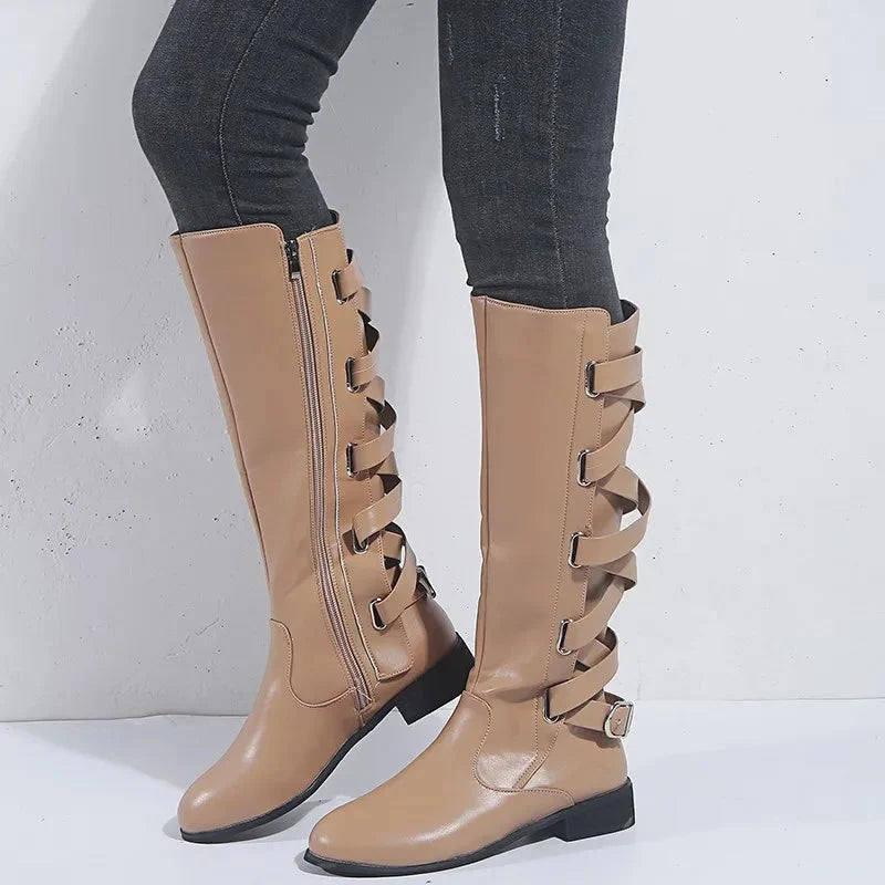 Evelyn | Elegant Buckle Riding Knee High Boots