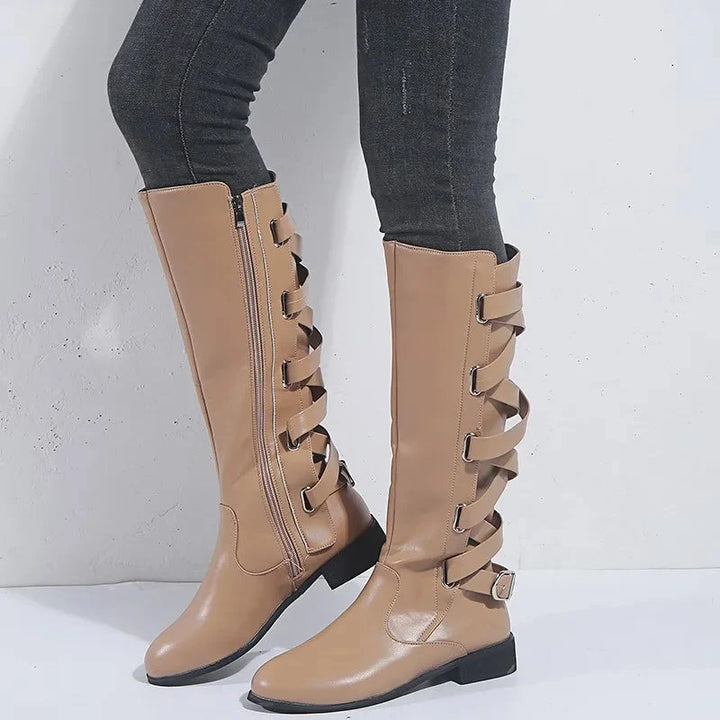 Evelyn | Elegant Buckle Riding Knee High Boots