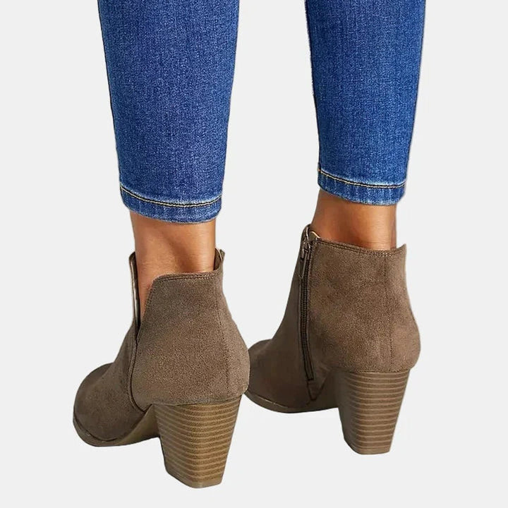 Patricia | Refined Suede Ankle Boots with a Supportive Block Heel