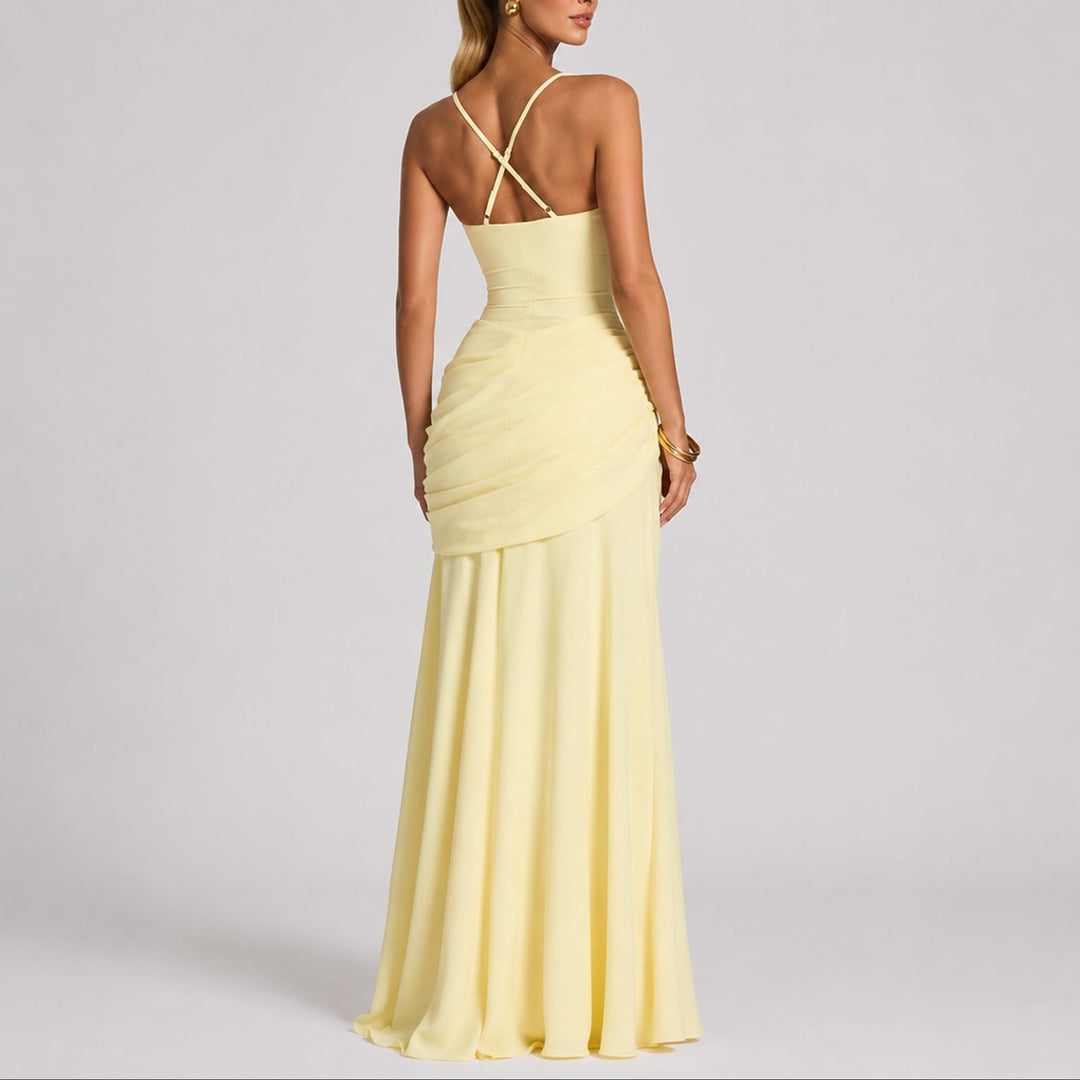 Daisy | Fall Wedding Ruched Square-Neck Maxi Dress