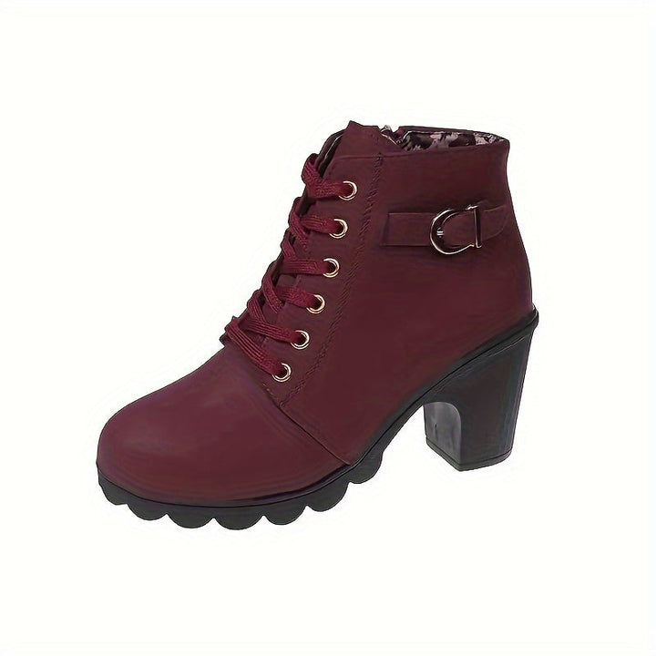 Melissa | Comfortable Lace-Up Block-Heel Ankle Boots