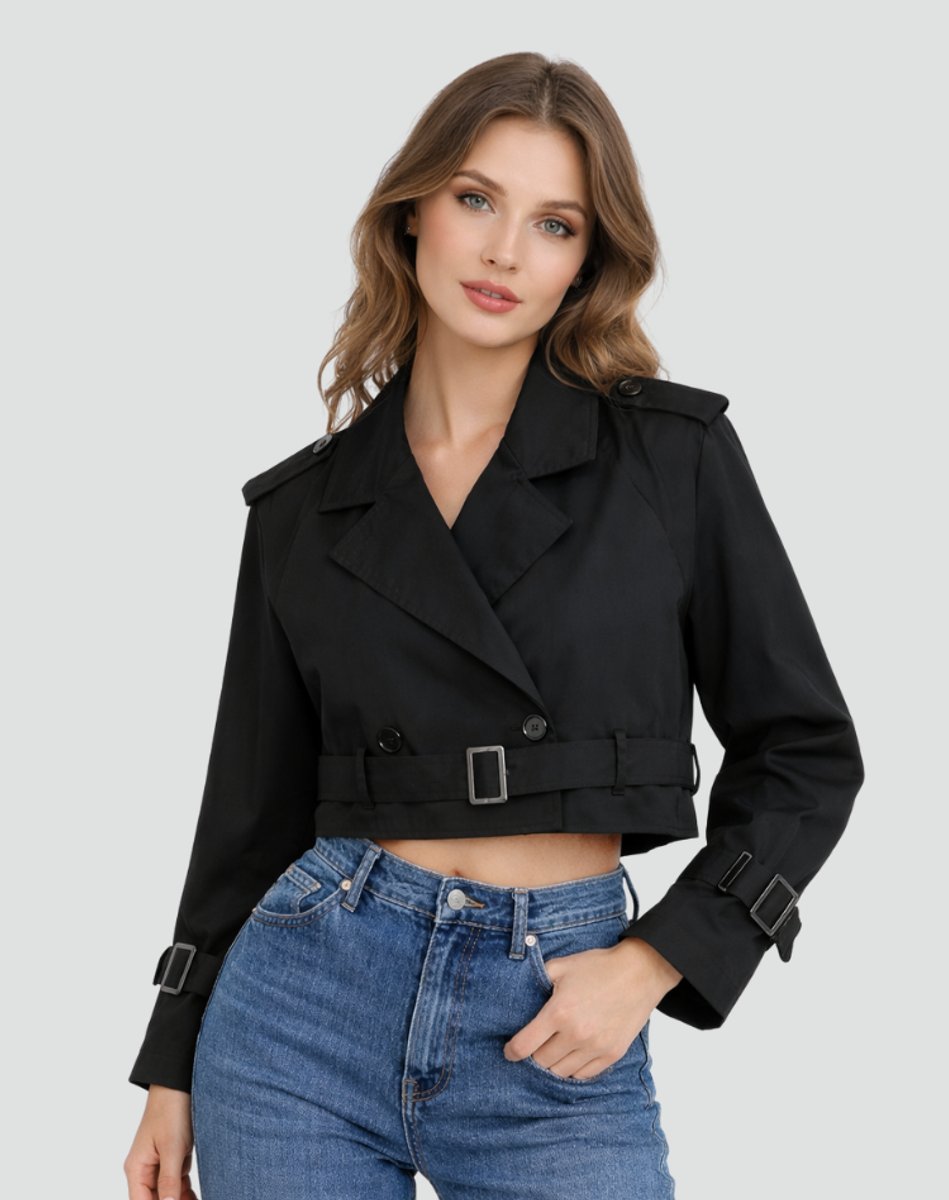 Charlotte | Chic Cropped Double-Breasted Trench Coat