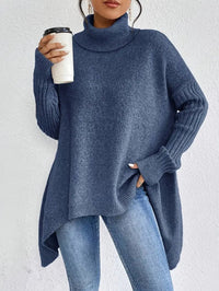 Amelia | Oversized Ribbed Turtleneck Sweater with Extended Hem