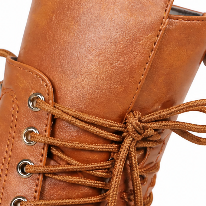 Calvera | Mid-Calf Combat Boots – Adjustable Wrap Laces for Women