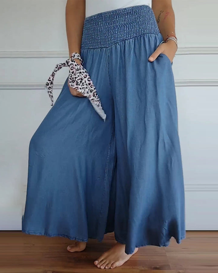 Amelia | Classic And Breathable Pure Cotton Wide Leg Pants