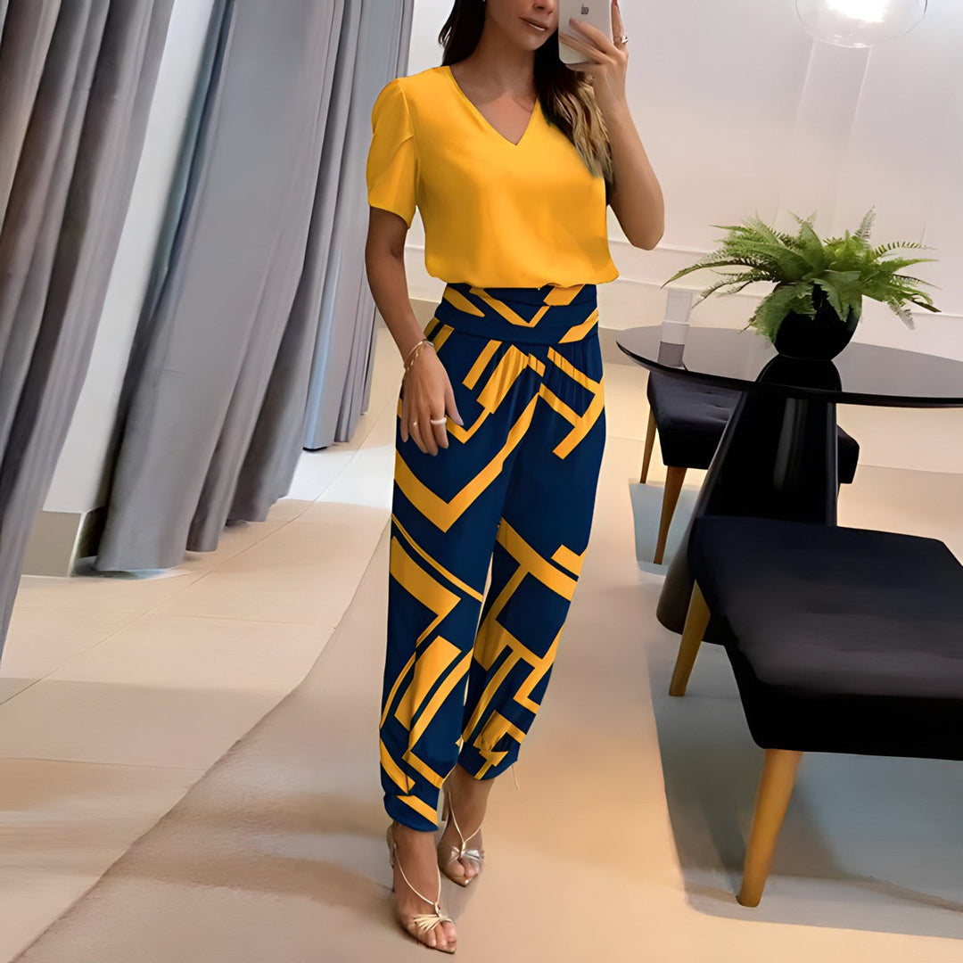 Hannah | Refined And Elegant Blouse And Pants Two Piece Set