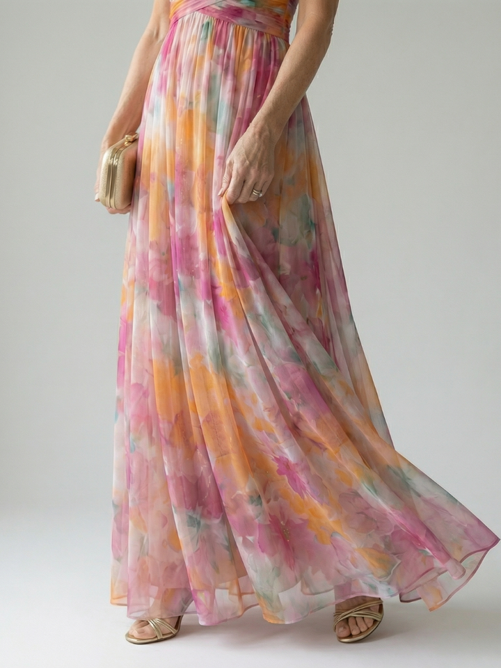 Watercolor Wrap Maxi Dress