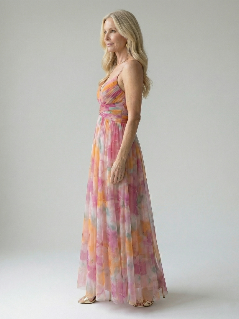 Watercolor Wrap Maxi Dress