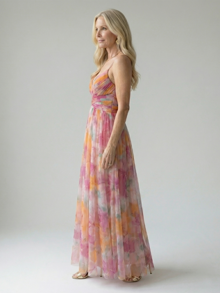 Watercolor Wrap Maxi Dress