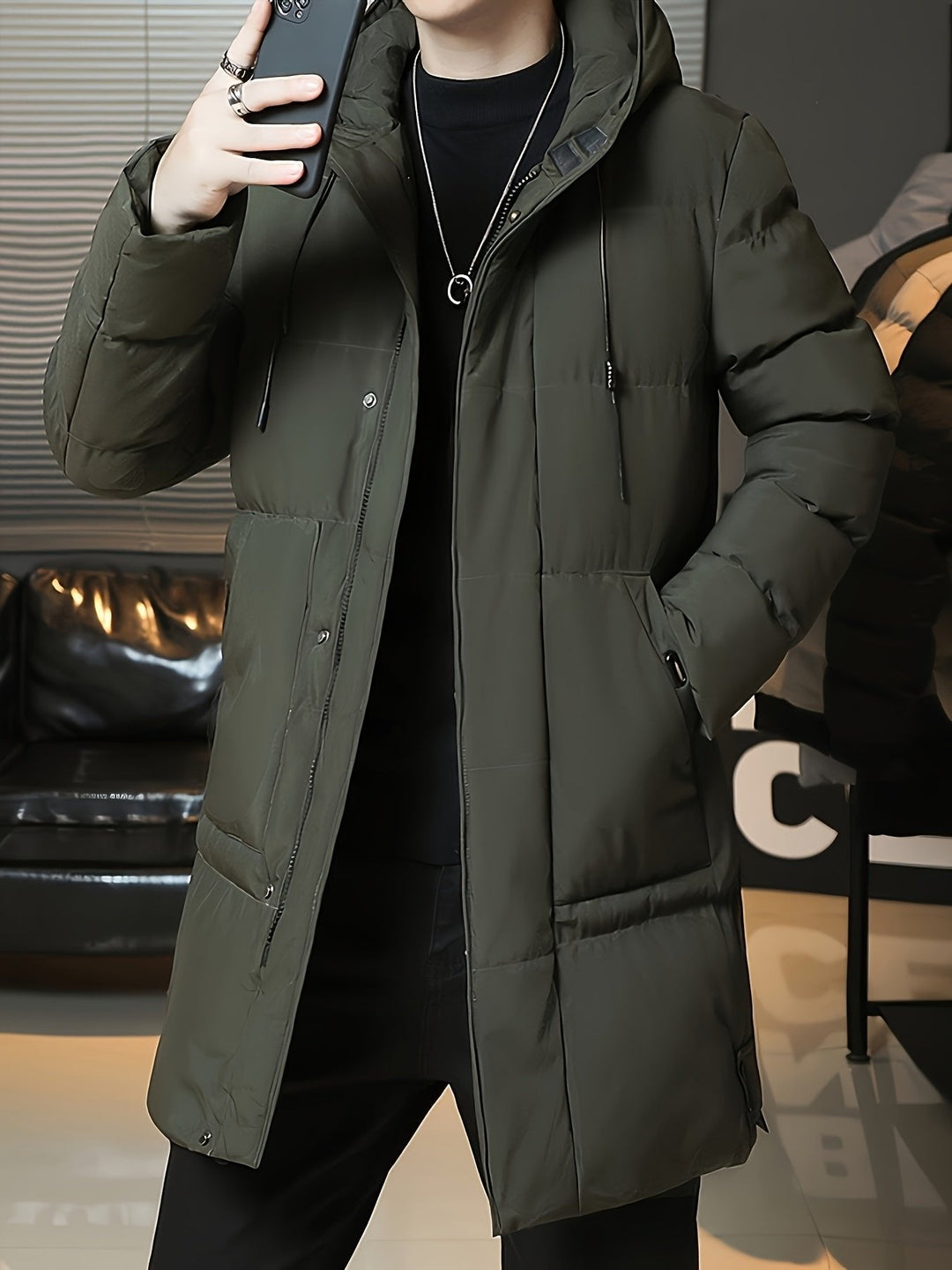 Donovan | Longline Puffer Coat – Stylish Hooded Design for Men