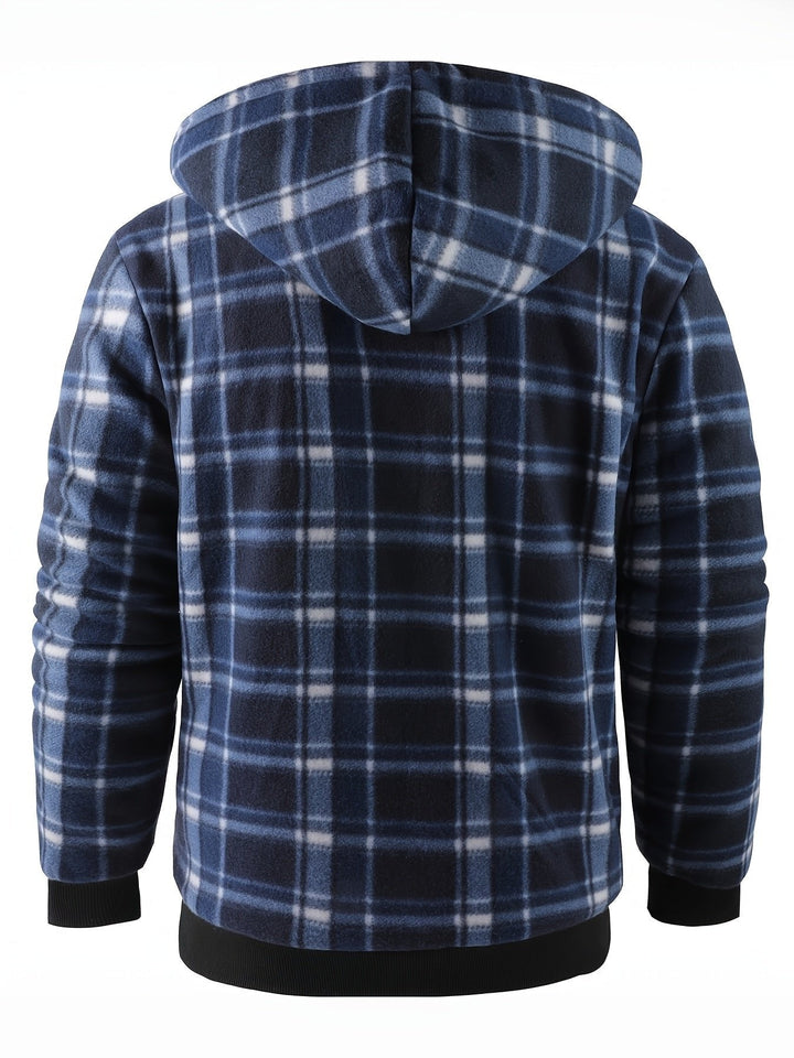 Declan | Zip-Up Hooded Jacket – Cozy Plaid Design for Men