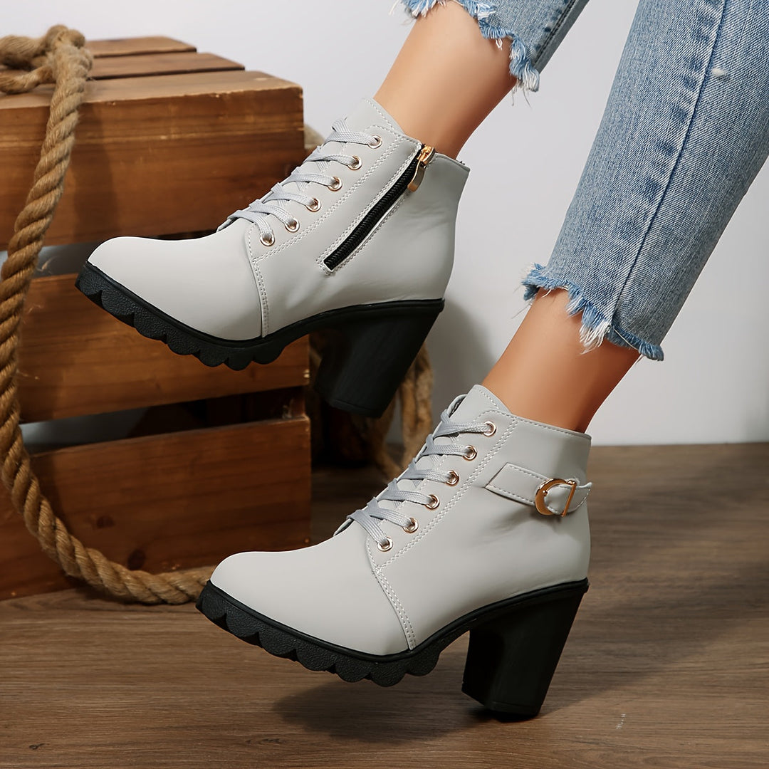 Lydia | Bottines élégantes et soignées à lacets avec talon carré