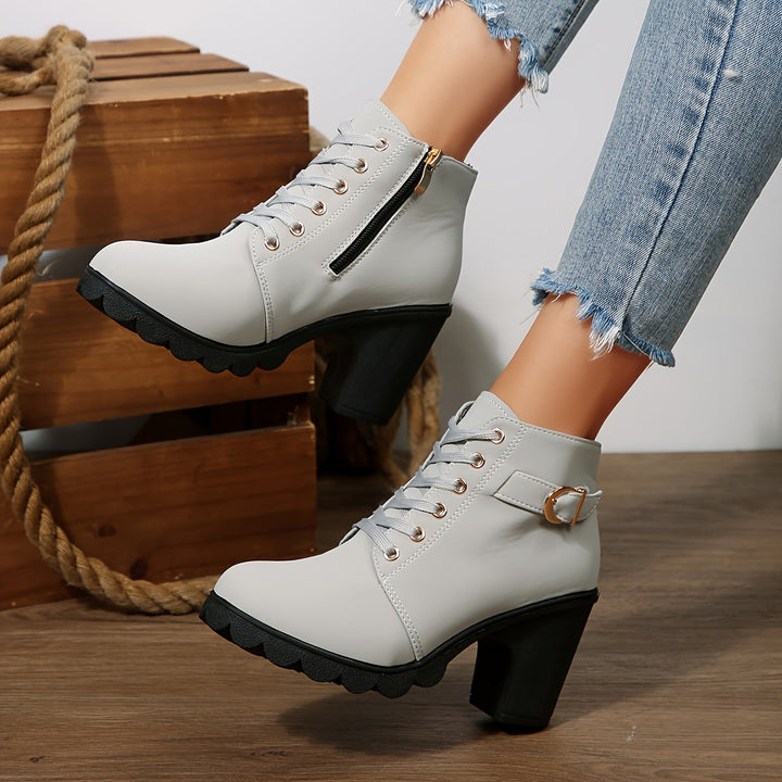 Lydia | Bottines élégantes et soignées à lacets avec talon carré