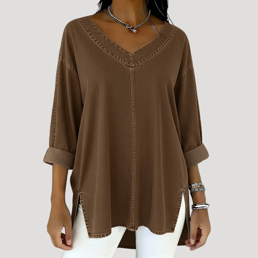 Evelyn | Casual Chic Flowy V-Neck Tunic Top