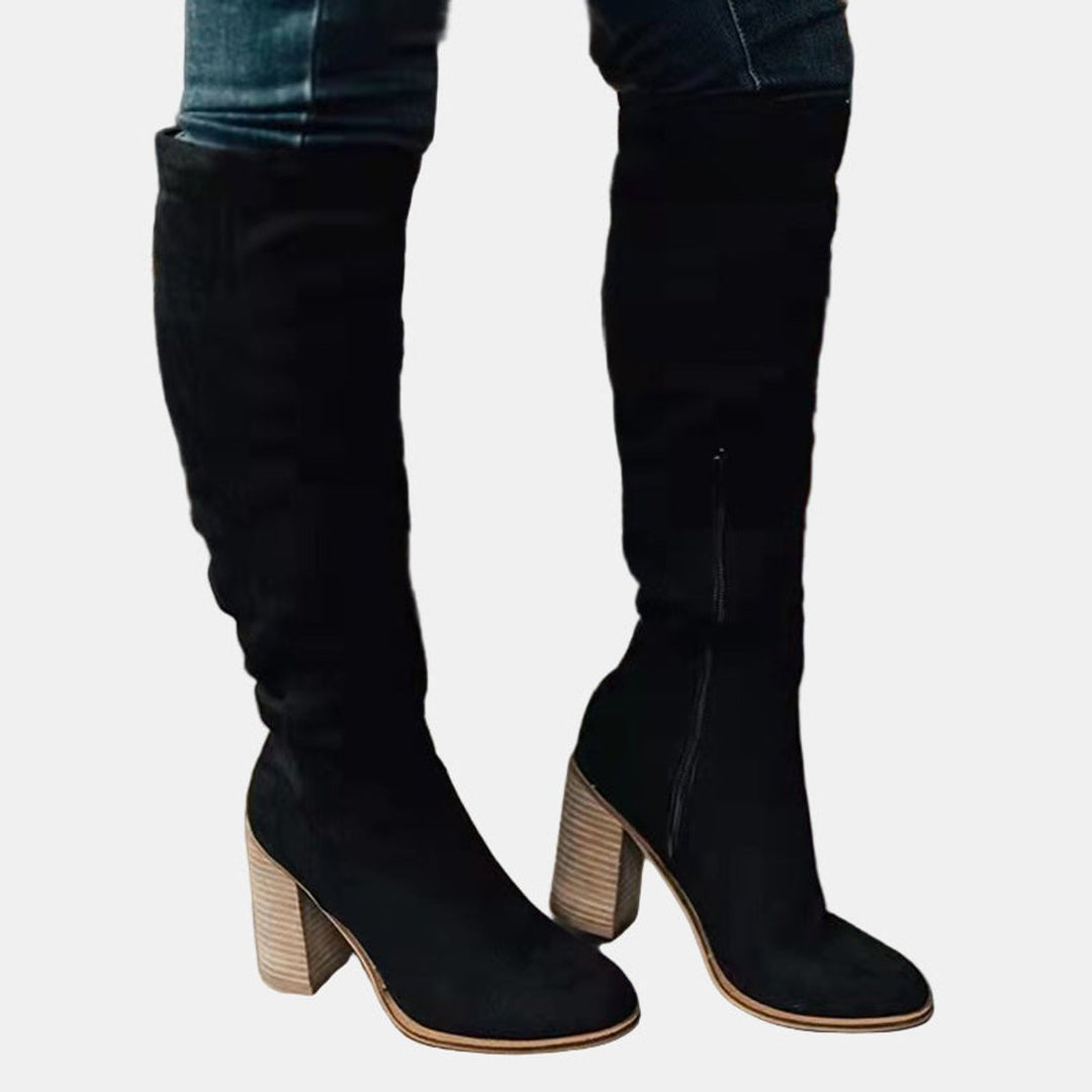 Abby | Stretch-Kniestiefel mit Blockabsatz