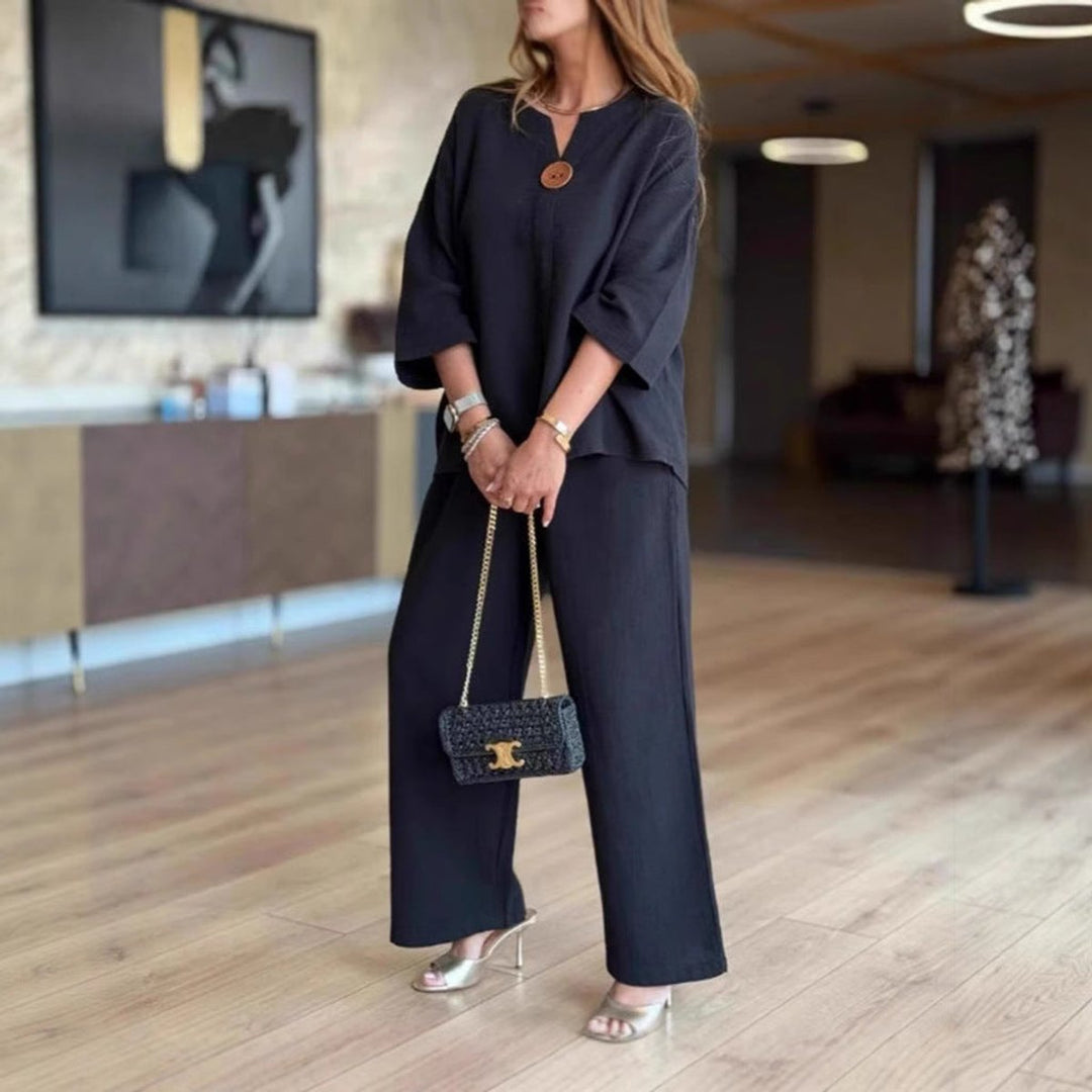 Gemma | Elegant Tunic & Wide-Leg Pants Two-Piece Set