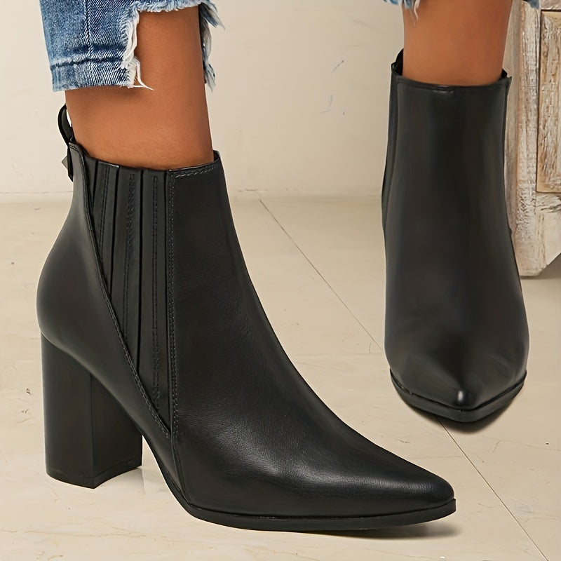 Vivienne | Chic Pointed Toe Block Heel Ankle Boots