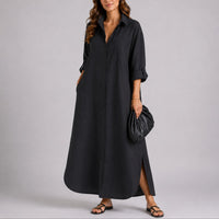 Harper | Casual Fall Wedding Oversized Linen Maxi Dress