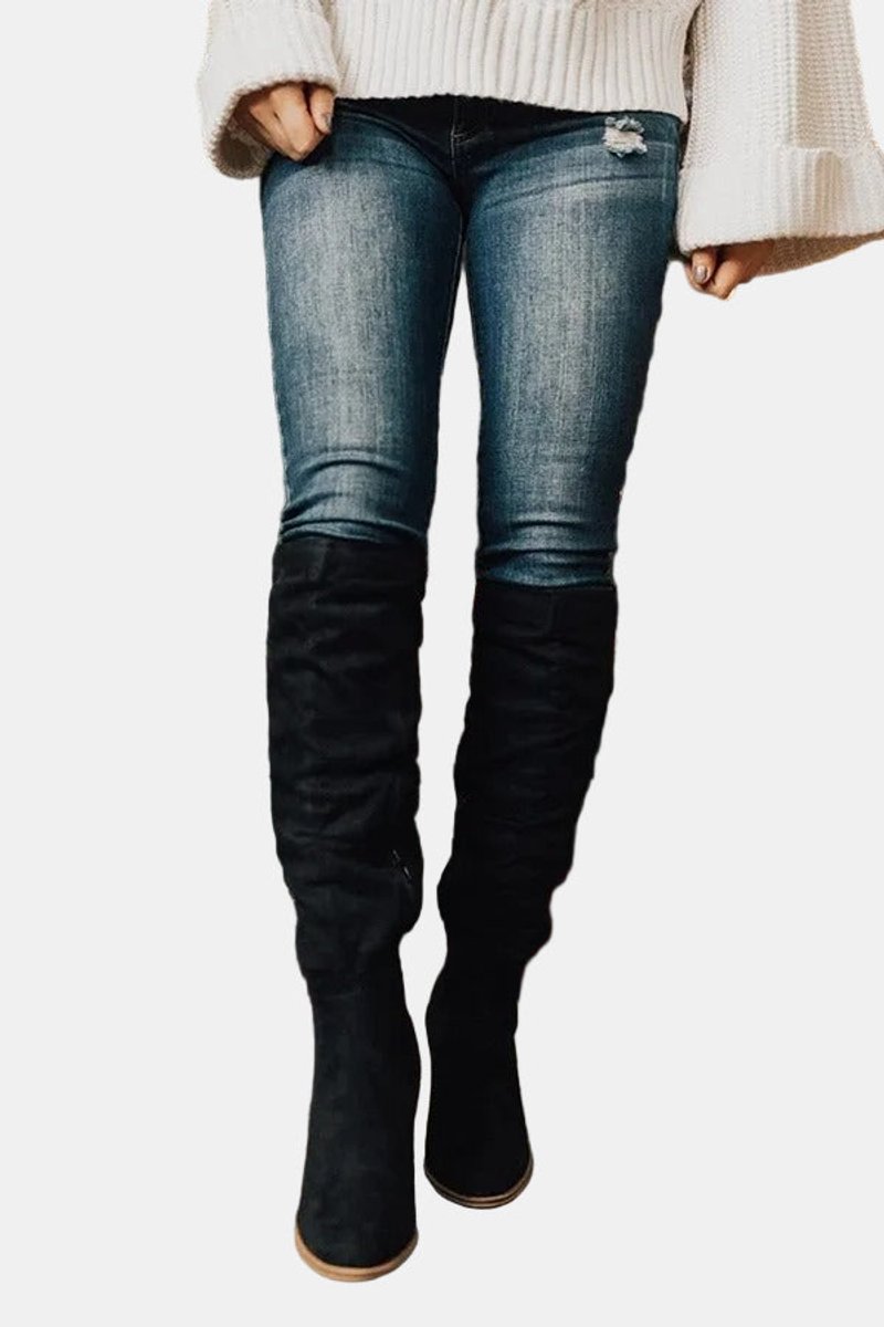 Abby | Stretch-Kniestiefel mit Blockabsatz