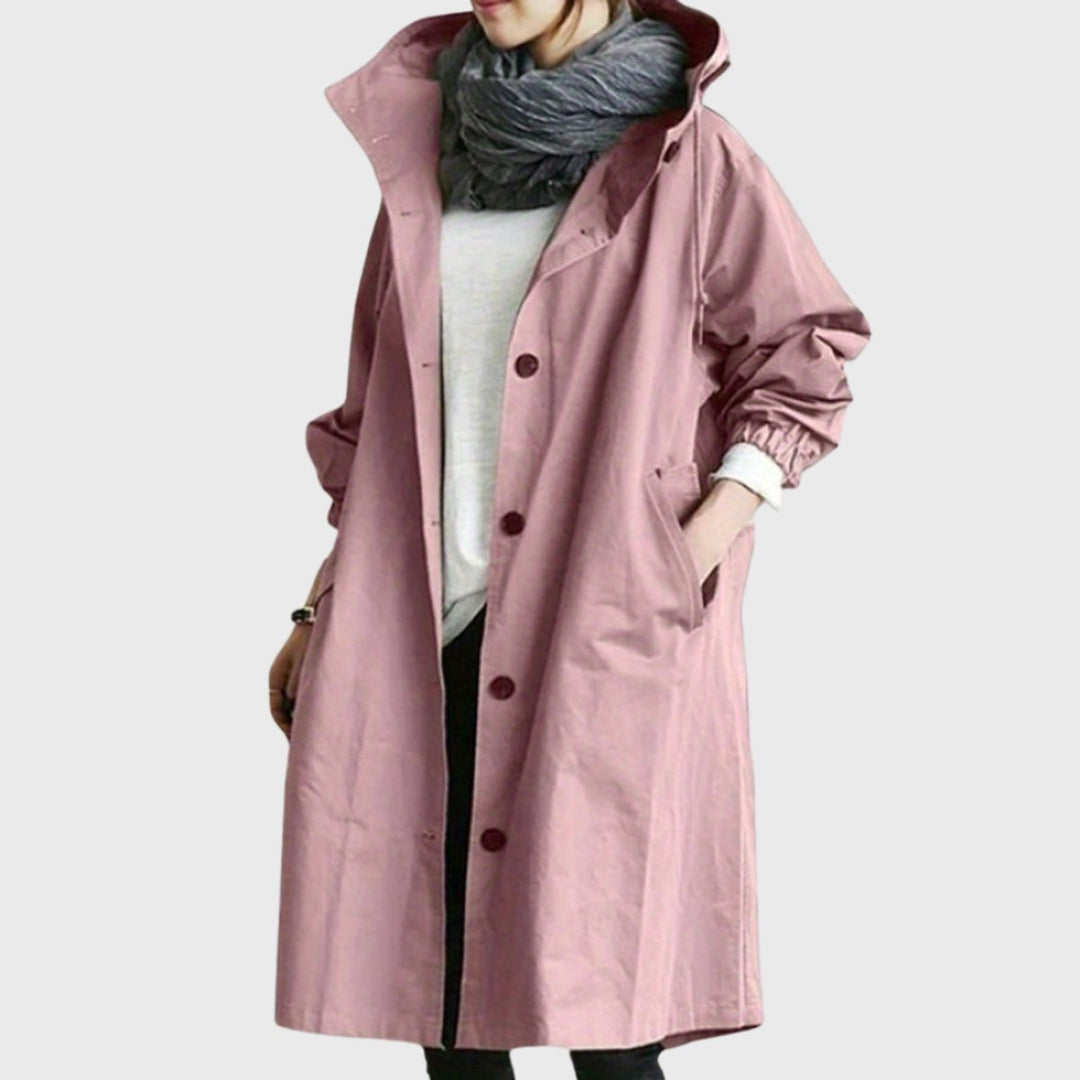 Ava | Stylish Long Water-Resistant Hooded Trench Coat