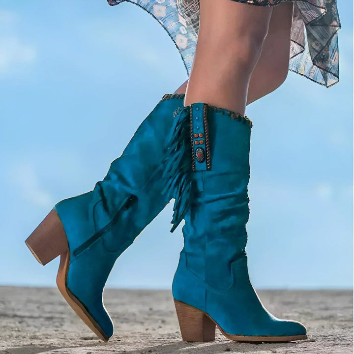 Aaliyah | Fringe Suede Boho Western Knee High Boots
