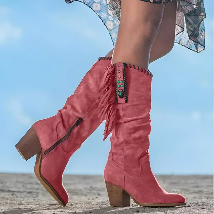 Aaliyah | Fringe Suede Boho Western Knee High Boots