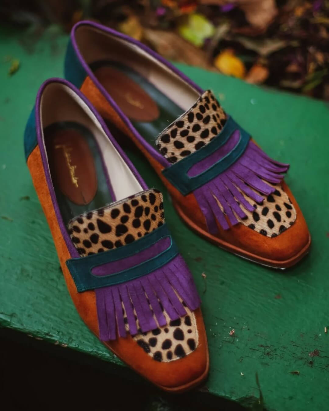 Katherine | Animal-Print Fringe Design Loafers