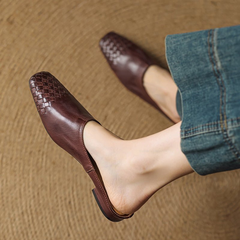 Nora | Elegant And Woven Leather Mules
