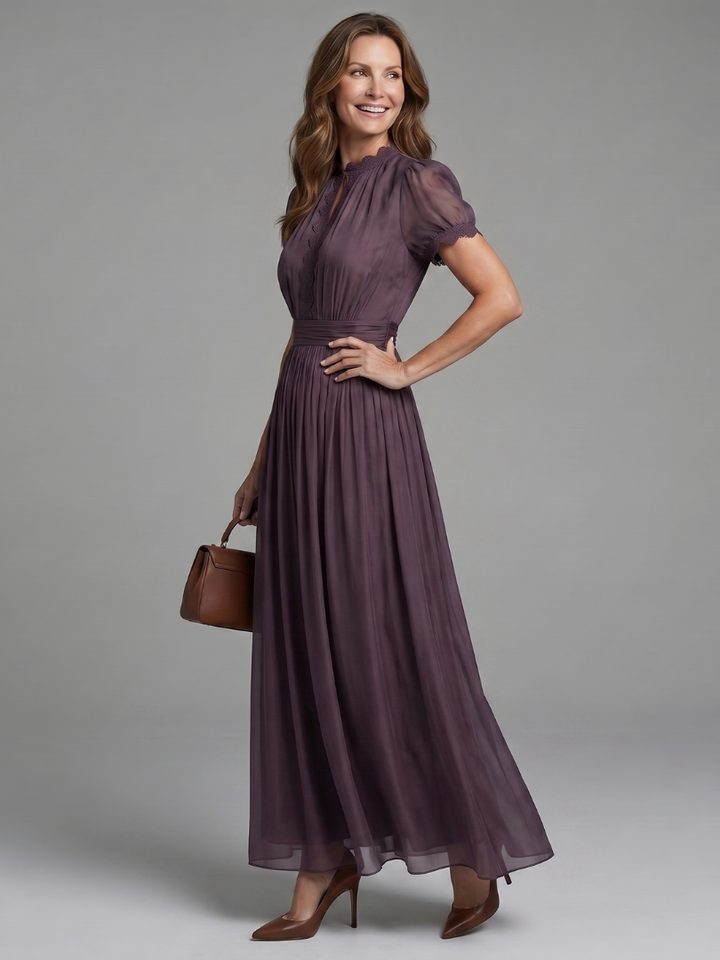 Elia | Gathered Waist Maxi Dress with Keyhole Neckline