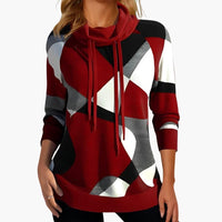 Beatrice | Modern And Comfortable Color Block Cowl Neck Hoodie