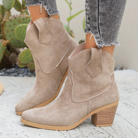 Isabel | Bottines western Chelsea en daim taupe à bout pointu