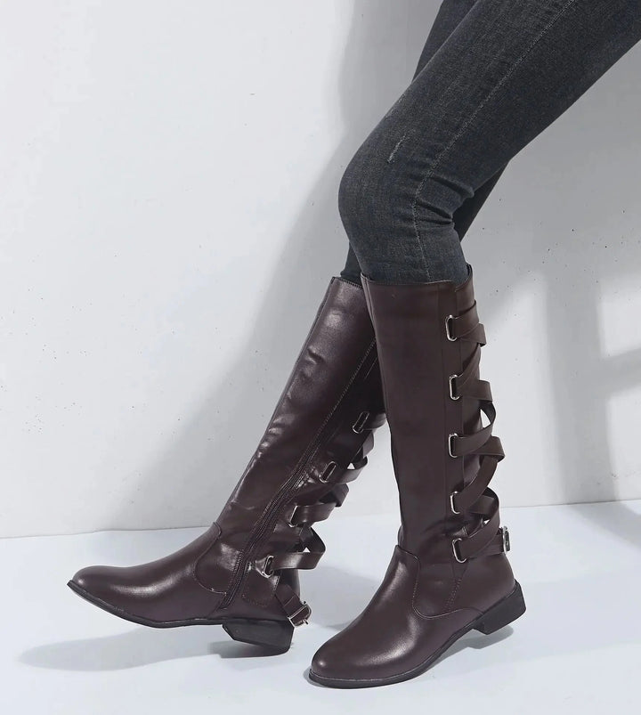 Evelyn | Elegant Buckle Riding Knee High Boots