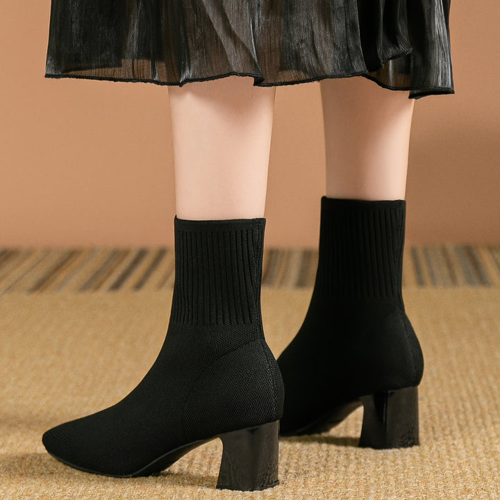 Josephine | Bottines chics et contemporaines à talon carré en maille