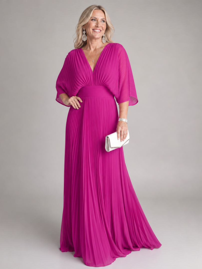 Semorph | Maxi Dress – Elegant V Neck Long Sleeve