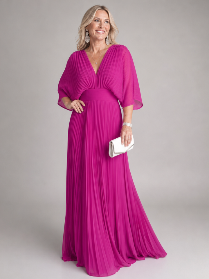 Semorph | Maxi Dress – Elegant V Neck Long Sleeve