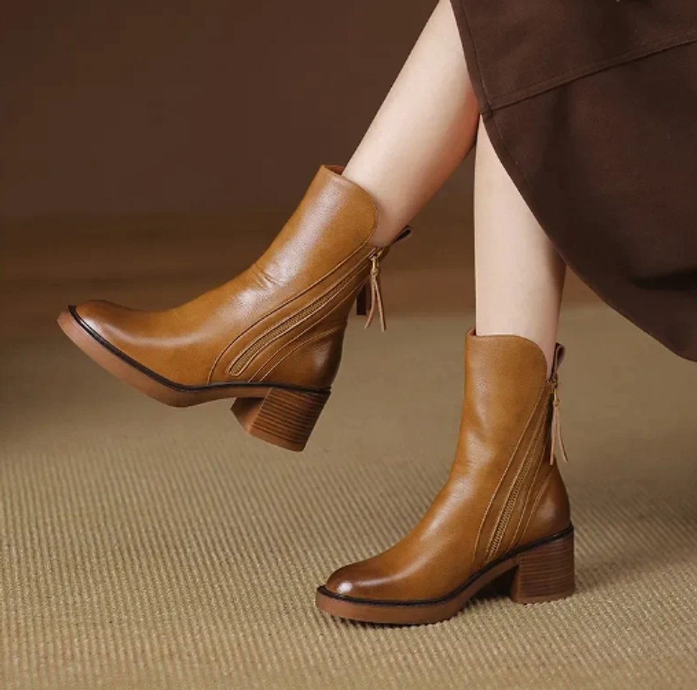 Amelia | Timeless Smooth Leather Ankle Boots