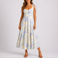 Audrey | Fall Wedding Floral Ruched Bodice Midi Dress