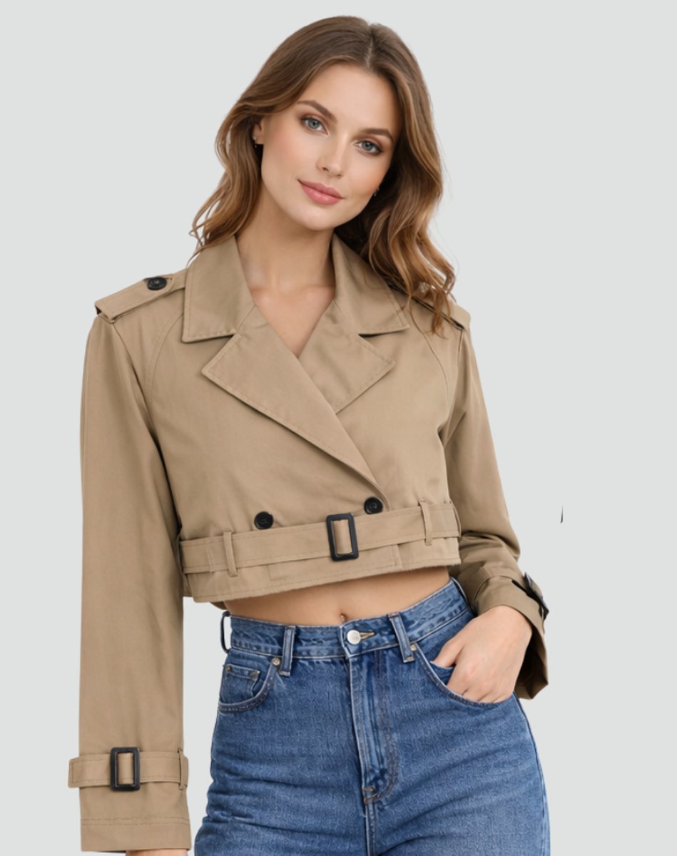 Charlotte | Chic Cropped Double-Breasted Trench Coat