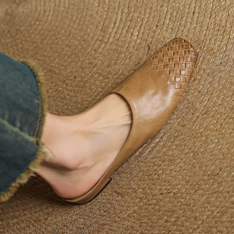 Nora | Elegant And Woven Leather Mules