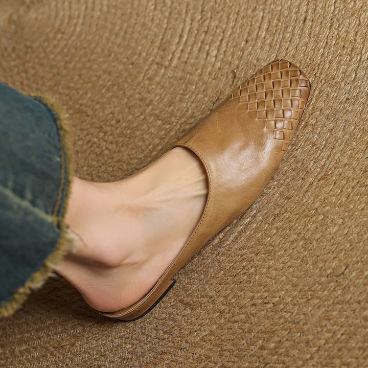 Nora | Elegant And Woven Leather Mules