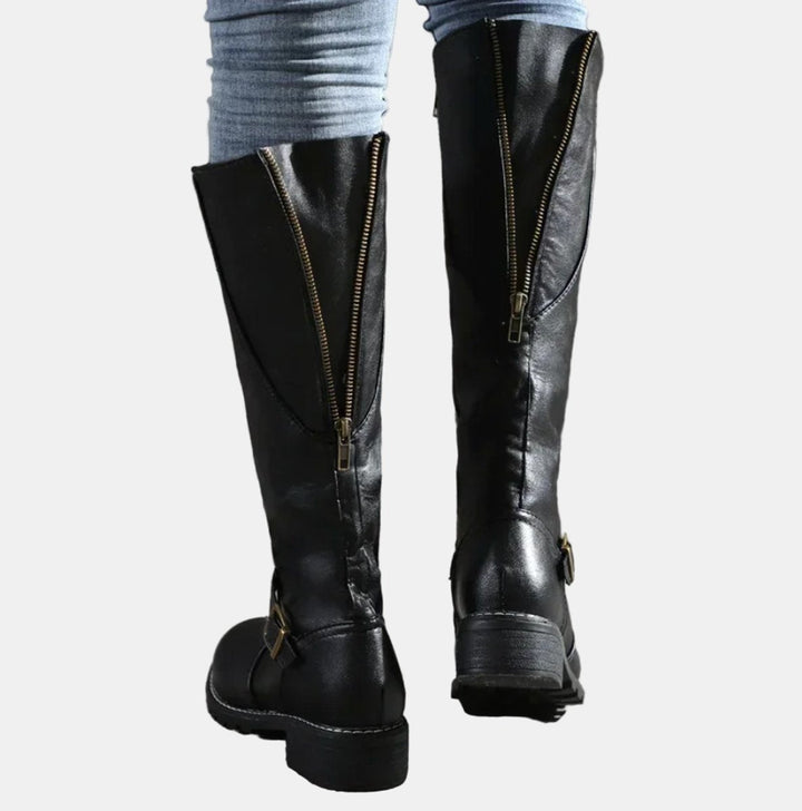 Julia | Elegant Buckle Detail Knee High Boots
