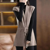 Genevieve | Elegant Belted Merino Wool Layering Vest