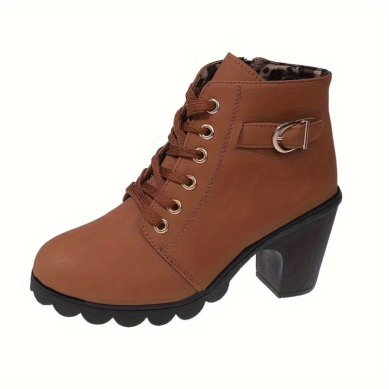Melissa | Comfortable Lace-Up Block-Heel Ankle Boots