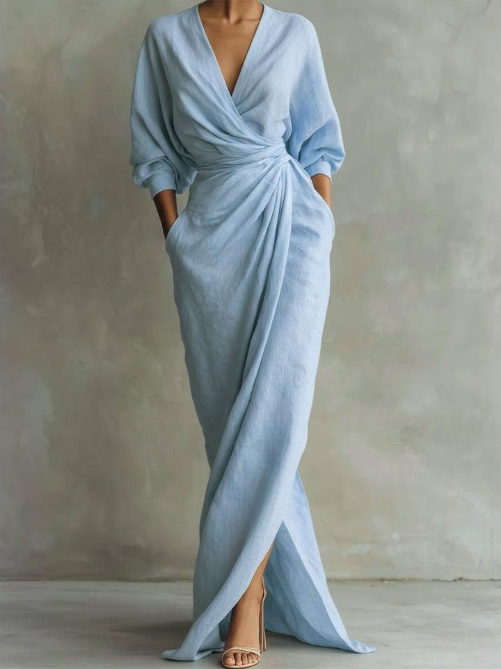 Jessica | Elegant Wrap-Style Long-Sleeved Maxi Dress